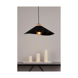 Lampa suspendată Hattu 1xE27 Max. 40 W, stejar uleiat / cablu împletit negru / abajur negru, Ø 50 cm small 2
