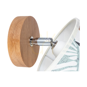 Aplică de perete Hoja 1xE27 Max. Abajur de 25 cm, 25 W, din stejar lăcuit, metal cromat și tapet multicolor small 2