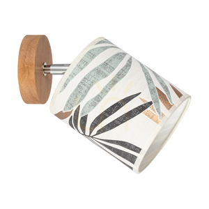 Aplică de perete Hoja 1xE27 Max. Abajur de 25 cm, 25 W, din stejar lăcuit, metal cromat și tapet multicolor small 0