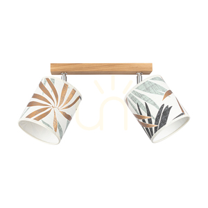 Lampa de tavan Hoja, 2xE27, Max. 25 W, stejar uleiat/metal cromat/abajur din tapet multicolor, 52 cm small 2