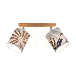 Lampa de tavan Hoja, 2xE27, Max. 25 W, stejar uleiat/metal cromat/abajur din tapet multicolor, 52 cm small 3