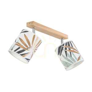Lampa de tavan Hoja, 2xE27, Max. 25 W, stejar uleiat/metal cromat/abajur din tapet multicolor, 52 cm small 0
