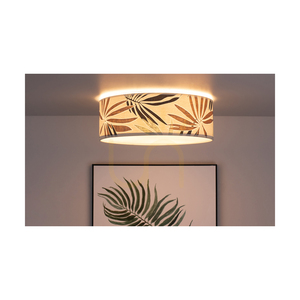 Lampa de tavan Hoja, 3xE27, Max. 25 W, abajur din metal alb/tapet multicolor, Ø 38 cm small 2