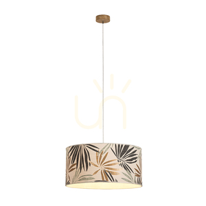 Lampa suspendată Hoja, 1xE27, Max. 60 W, stejar uleiat / cablu din PVC transparent / abajur din tapet multicolor, Ø 50 cm small 1