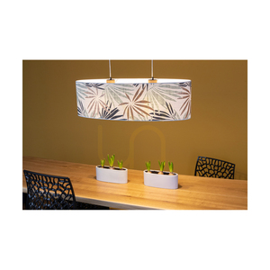 Lampa suspendată Hoja 2xE27 Max. Abajur de 80 cm, din stejar tratat cu ulei, cu cablu din PVC transparent și tapet multicolor, 40 W small 2
