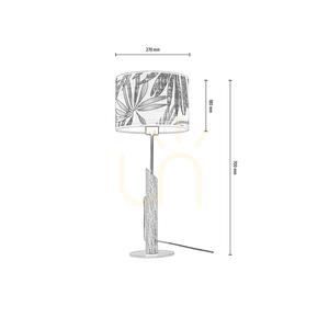 Lampa de masă Hoja, 1xE27, Max. 60 W, stejar uleiat/metal negru/cablu împletit negru/abajur cu model multicolor, Ø 27 cm small 3