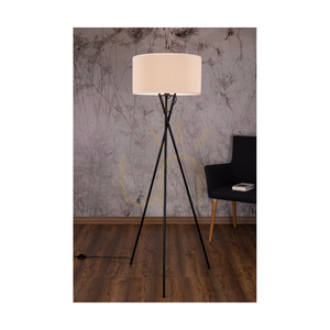 Lampa de podea Hugo, 1xE27, Max. 60 W, metal negru/cablu din PVC negru/abat-jour din celuloză albă, 62 cm small 3