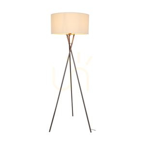 Lampa de podea Hugo, 1xE27, Max. 60 W, metal satinat/cablu din PVC transparent/abat-jour alb, 62 cm small 1