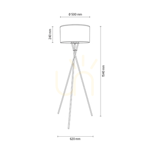 Lampa de podea Hugo, 1xE27, Max. 60 W, metal satinat/cablu din PVC transparent/abat-jour alb, 62 cm small 4