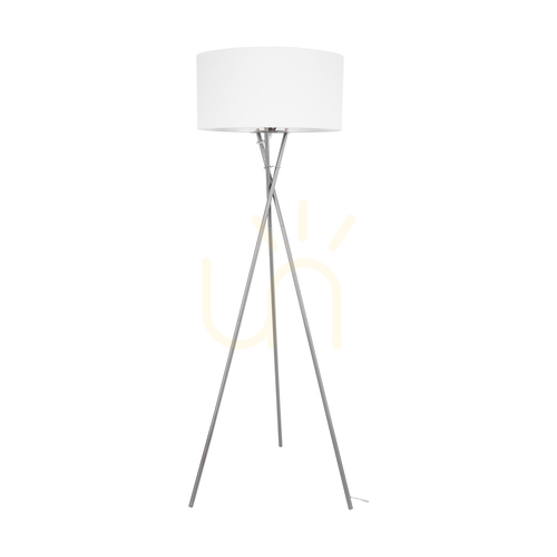 Verifica Lampa de podea Hugo, 1xE27, Max. 60 W, metal satinat/cablu din PVC transparent/abat-jour alb, 62 cm