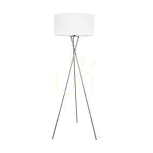 Lampa de podea Hugo, 1xE27, Max. 60 W, metal satinat/cablu din PVC transparent/abat-jour alb, 62 cm small 0
