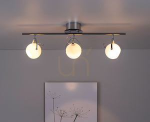 Lampa de tavan Ida, include 3 LED-uri de 2700K și 3W, corp metalic cromat/abat-jour din sticlă albă, 67,5 cm small 1