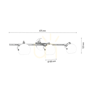 Lampa de tavan Ida, include 3 LED-uri de 2700K și 3W, corp metalic cromat/abat-jour din sticlă albă, 67,5 cm small 2