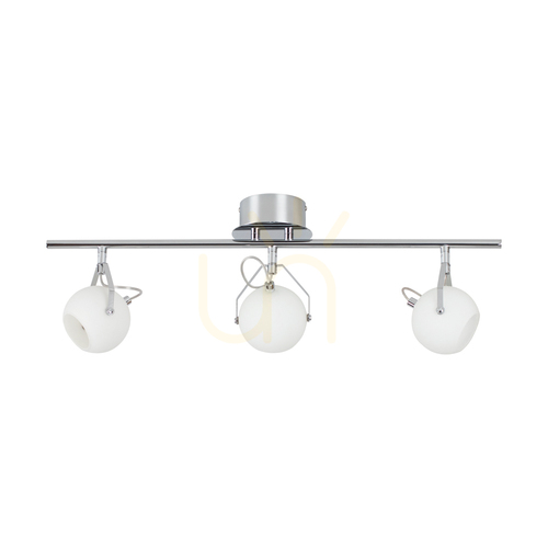 Verifica Lampa de tavan Ida, include 3 LED-uri de 2700K și 3W, corp metalic cromat/abat-jour din sticlă albă, 67,5 cm