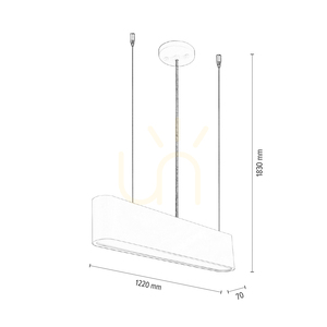 Lampa suspendată Illumina, include 1x LED 3000K 35W, metal alb/cablu din PVC transparent/abat-jour alb, 122 cm small 3