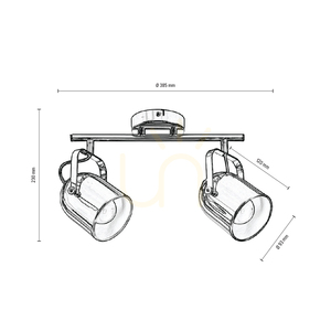 Lampa de tavan Inga, 2xE27, Max. 60 W, metal cromat, 38,5 cm small 2