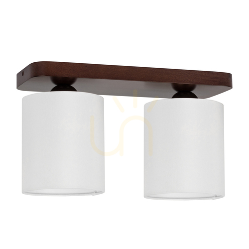 Verifica Lampa de tavan Jenta, 2xE27, Max. 25 W, lemn de fag și nuc, alb, abajur de 35 cm