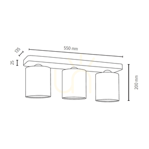 Lampa de tavan Jenta, 3xE27, Max. 25 W, lemn de fag și nuc, alb, abajur de 55 cm small 2
