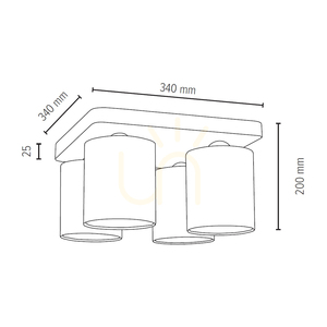 Lampa de tavan Jenta, 4xE27, Max. 25 W, lemn de fag și nuc / alb, abajur de 34 cm small 2