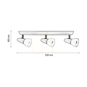 Lampa de tavan Julietta, 3xE14, Max. 40 W, lemn de fag, metal cireș/crom, abajur din sticlă albă, 52 cm small 2