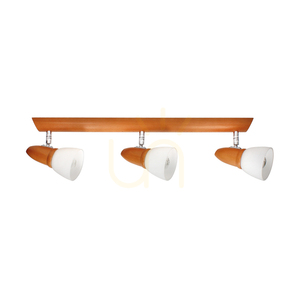 Lampa de tavan Julietta, 3xE14, Max. 40 W, lemn de fag, metal cireș/crom, abajur din sticlă albă, 52 cm small 0