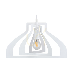 Lampa suspendată Justyna, 1xE27, Max. 60 W, metal alb/cablu din PVC alb, Ø 42 cm small 1