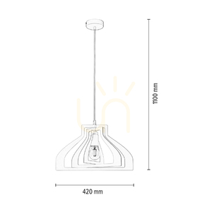 Lampa suspendată Justyna, 1xE27, Max. 60 W, metal alb/cablu din PVC alb, Ø 42 cm small 2