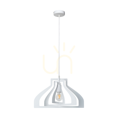 Verifica Lampa suspendată Justyna, 1xE27, Max. 60 W, metal alb/cablu din PVC alb, Ø 42 cm