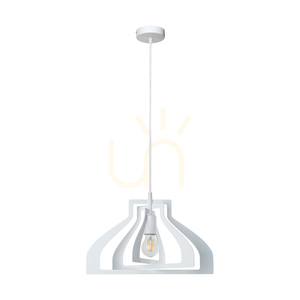 Lampa suspendată Justyna, 1xE27, Max. 60 W, metal alb/cablu din PVC alb, Ø 42 cm small 0