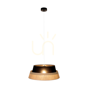 Lampă suspendată din iută, 1xE27 Max. 60 W, metal negru / cablu din PVC transparent / abajur din iută negru-bej, Ø 50 cm small 3