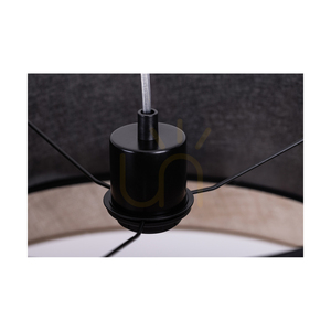 Lampă suspendată din iută, 1xE27 Max. 60 W, metal negru / cablu din PVC transparent / abajur din iută negru-bej, Ø 50 cm small 5