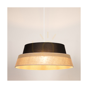 Lampă suspendată din iută, 1xE27 Max. 60 W, metal negru / cablu din PVC transparent / abajur din iută negru-bej, Ø 50 cm small 6