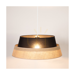 Lampă suspendată din iută, 1xE27 Max. 60 W, metal negru / cablu din PVC transparent / abajur din iută negru-bej, Ø 50 cm small 7