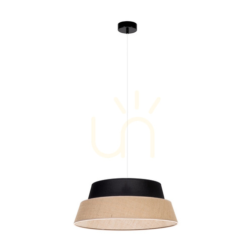 Verifica Lampă suspendată din iută, 1xE27 Max. 60 W, metal negru / cablu din PVC transparent / abajur din iută negru-bej, Ø 50 cm