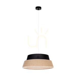 Lampă suspendată din iută, 1xE27 Max. 60 W, metal negru / cablu din PVC transparent / abajur din iută negru-bej, Ø 50 cm small 0