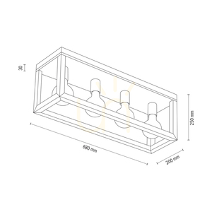 Lampa de tavan Kago, 4xE27, Max. 60 W, stejar lustruit cu ulei/metal cromat, 68 cm small 2
