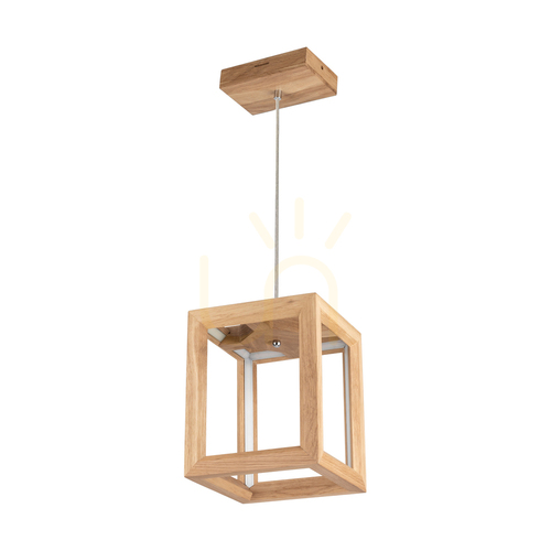 Verifica Lampă suspendată cu LED Kago, 1xLED, 3000K, 21W, stejar uleiat/cablu din PVC transparent, 22 cm