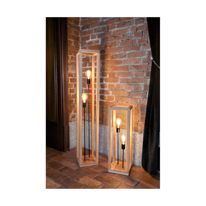 Lampa de podea Kago 2xE27 Max. 60 W, stejar uleiat/metal negru/cablu împletit negru, 25 cm small 1