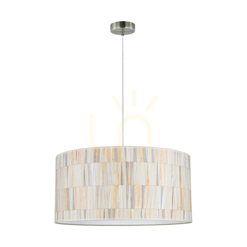 Verifica Lampa suspendată Kairo, 1xE27, Max. 25 W, metal satinat / cablu din PVC transparent / abajur din tapet multicolor, Ø 50 cm