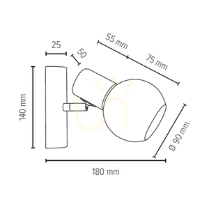 Aplică Spot Light Karin 2231160 – mesteacăn, abajur din sticlă albă, 1×E14 small 2