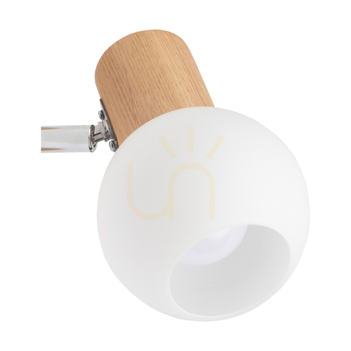 Verifica Aplică Spot Light Karin 2231174 – stejar uleiat, abajur din sticlă albă, 1×E14