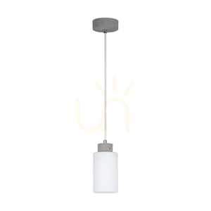 Lampa suspendată Karla, 1xE27, Max. 60 W, gri beton/cablu din PVC transparent/abat-jour din sticlă albă, Ø 10 cm small 0
