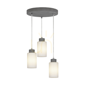 Lampa suspendată Karla, 3xE27, Max. 60 W, gri beton/cablu din PVC transparent/abat-jour din sticlă albă, Ø 32 cm small 1