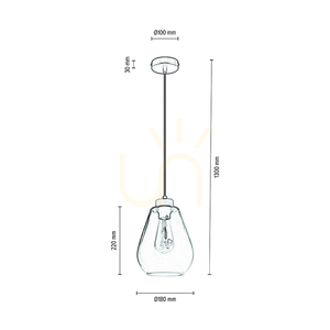 Lampa suspendată Kigali 1xE27 Max. 60 W, stejar uleiat/metal negru/cablu din PVC negru/abat-jour din sticlă fumurie, Ø 19 cm small 2
