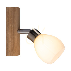 Aplică de perete Kira, include 1 bec LED G9 (max.. 3W), stejar uleiat/metal satinat/abat-jour din sticlă albă, 17 cm small 1
