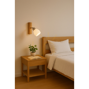 Aplică de perete Kira, include 1 bec LED G9 (max.. 3W), stejar uleiat/metal satinat/abat-jour din sticlă albă, 17 cm small 2