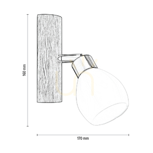 Aplică de perete Kira, include 1 bec LED G9 (max.. 3W), stejar uleiat/metal satinat/abat-jour din sticlă albă, 17 cm small 3