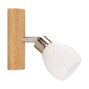 Aplică de perete Kira, include 1 bec LED G9 (max.. 3W), stejar uleiat/metal satinat/abat-jour din sticlă albă, 17 cm small 0