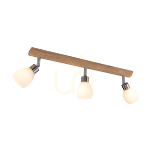 Lampa de tavan Kira Incl. LED 3xG9, maxim. 3W, stejar lustruit cu ulei/metal satinat/abat-jour din sticlă albă, 55 cm small 1