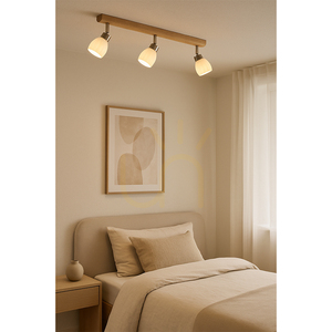 Lampa de tavan Kira Incl. LED 3xG9, maxim. 3W, stejar lustruit cu ulei/metal satinat/abat-jour din sticlă albă, 55 cm small 3